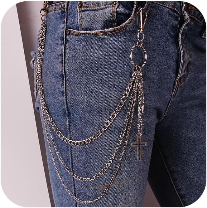QWALIT Pants Chain for Men Pocket Chain for Pants Jean Chains for Men Jean Chains Chains for Jeans Biker Chain Hip Chain Jean Chains for Women Pants Chain for Women Hip Jewelry for Women Punk Chain - Image 1